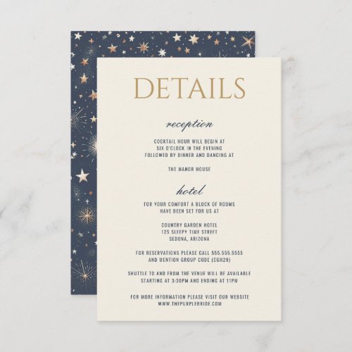 Blue  Gold Celestial Wedding Enclosure Card