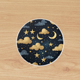 Blue gold celestrial pattern moon stars ceramic knob