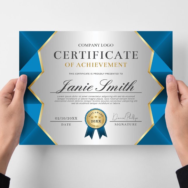 Blue Gold Certificate Of Achievement Award (Creator Uploaded)