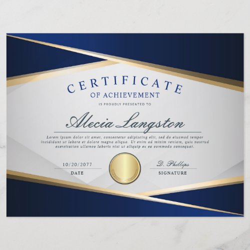 Blue  Gold Certificate of Achievement Award