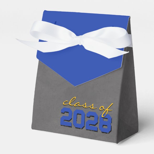 Blue & Gold Chalkboard Graduation Gift Boxes (Front Side)