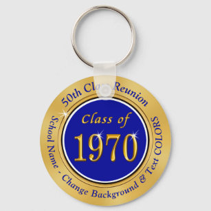 Blue, Gold Cheap 50 Year Class Reunion Souvenirs Keychain