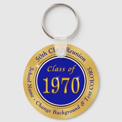Blue Gold Cheap 50 Year Class Reunion Souvenirs Keychain