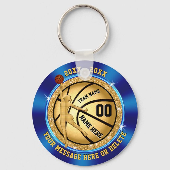 Blue Gold Cheap Basketball Gifts for GIRLS Team Keychain (Front)