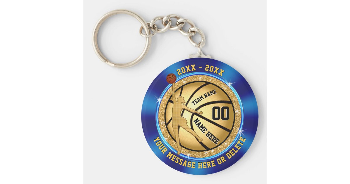 Blue Gold Cheap Basketball Gifts for GIRLS Team Keychain Zazzle