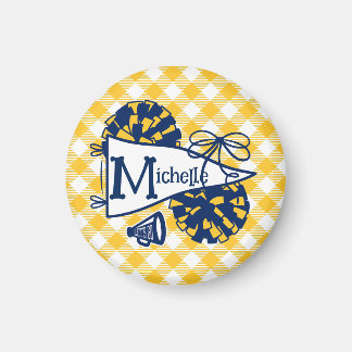Blue Gold Cheer Pennant Personalized Locker Magnet
