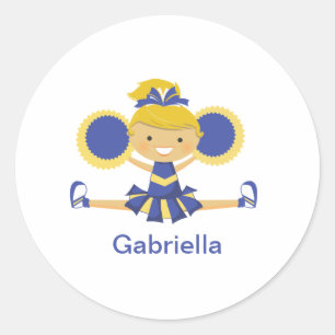 Blue & Gold Cheerleader Classic Round Sticker