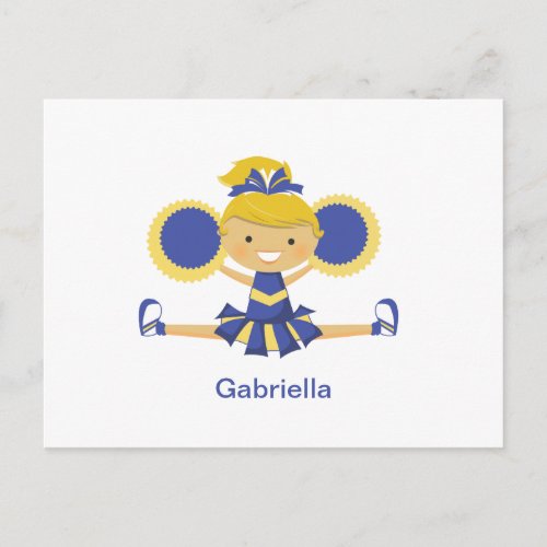 Blue  Gold Cheerleader Postcard