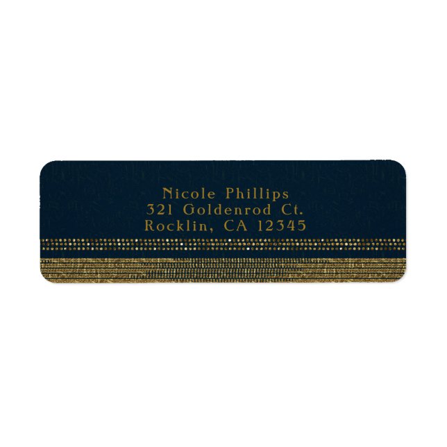Blue & Gold Chic Sparkling Glam Party Invitation Label (Front)