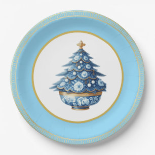 Blue Gold Chinoiserie Paper Plate