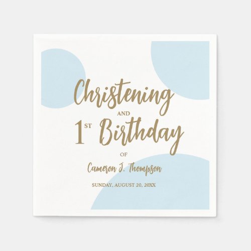 Blue Gold Christening And 1st birthday Custom Napkins