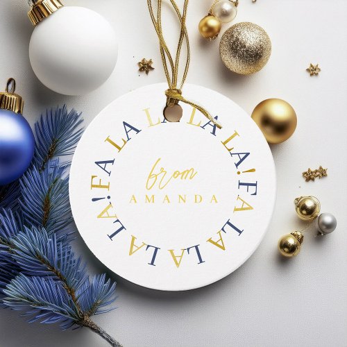 Blue Gold Christmas Fa La La ID1009 Favor Tags