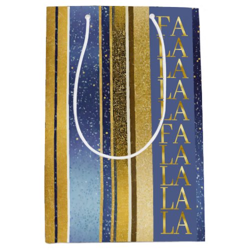 Blue Gold Christmas Fa La La Pattern27 ID1009 Medium Gift Bag