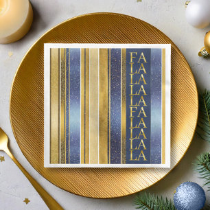 Blue Gold Christmas Fa La La Pattern#27 ID1009 Paper Dinner Napkins