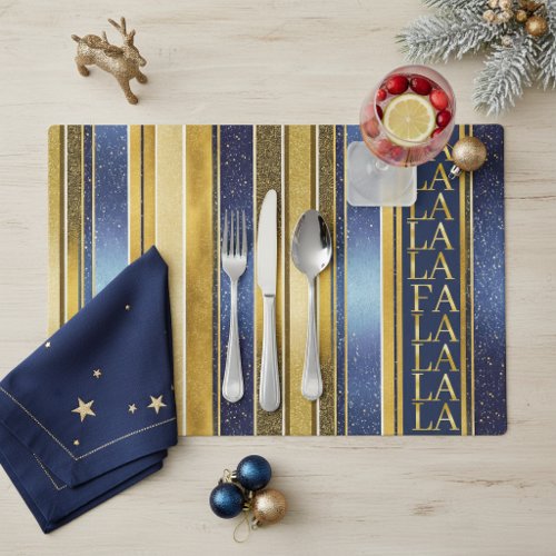 Blue Gold Christmas Fa La La Pattern#27 ID1009 Placemat