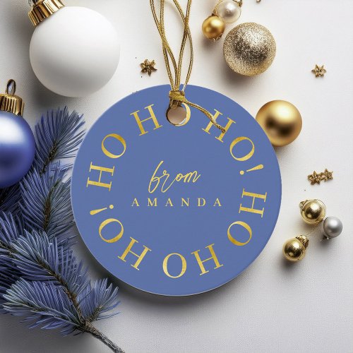 Blue Gold Christmas Ho Ho Ho ID1009 Favor Tags