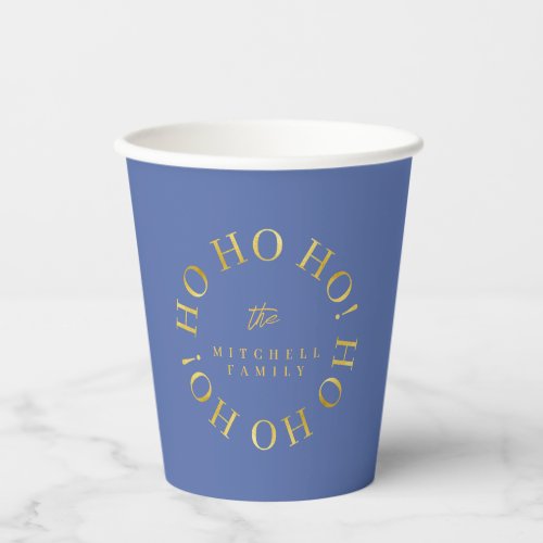 Blue Gold Christmas Ho Ho Ho ID1009 Paper Cups