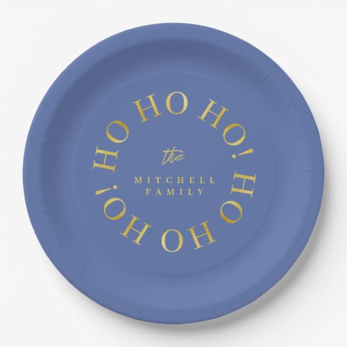 Blue Gold Christmas Ho Ho Ho ID1009 Paper Plates