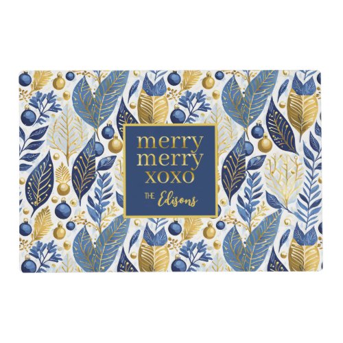 Blue Gold Christmas Merry Pattern21 ID1009 Placemat