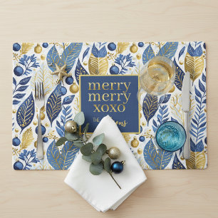 Blue Gold Christmas Merry Pattern#21 ID1009 Placemat
