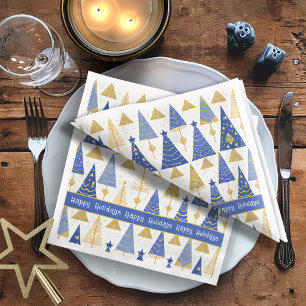 Blue Gold Christmas Merry Pattern#25 ID1009 Paper Dinner Napkins