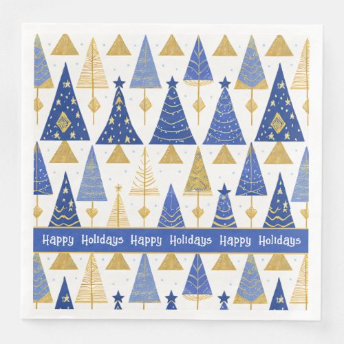 Blue Gold Christmas Merry Pattern25 ID1009 Paper Dinner Napkins