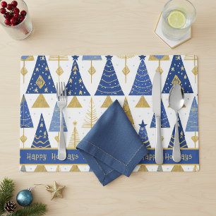 Blue Gold Christmas Merry Pattern#25 ID1009 Placemat