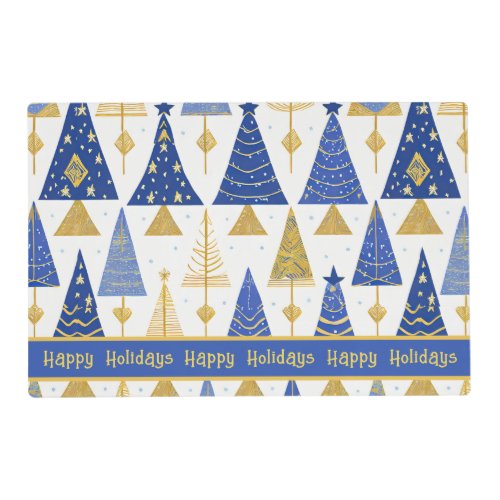 Blue Gold Christmas Merry Pattern25 ID1009 Placemat