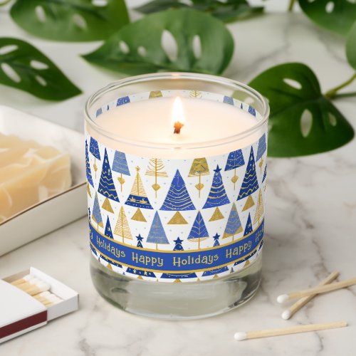 Blue Gold Christmas Merry Pattern25 ID1009 Scented Candle