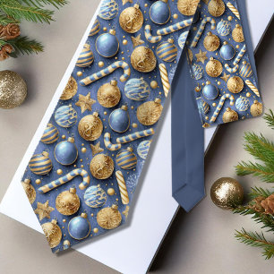 Blue Gold Christmas Pattern#12 ID1009 Neck Tie