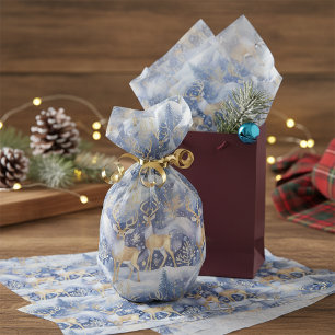 Blue Gold Christmas Pattern#14 ID1009 Tissue Paper
