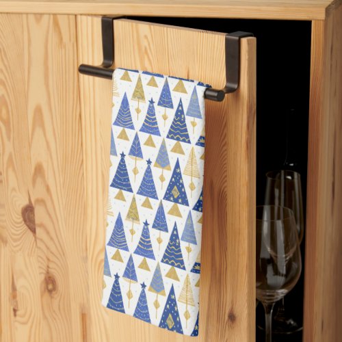 Blue Gold Christmas Pattern25 ID1009 Kitchen Towel