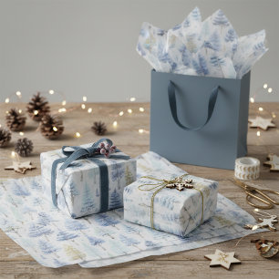 Blue Gold Christmas Pattern#26 ID1009 Tissue Paper