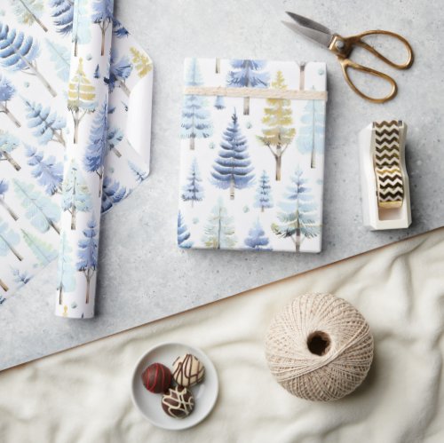 Blue Gold Christmas Pattern26 ID1009 Wrapping Paper