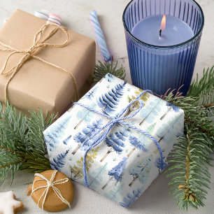 Blue Gold Christmas Pattern#26 ID1009 Wrapping Paper
