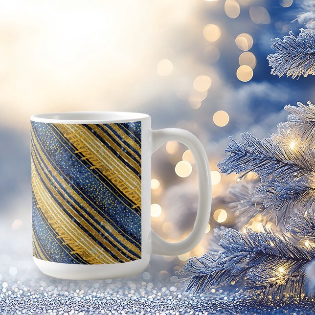 Blue Gold Christmas Pattern#28 ID1009 Coffee Mug (Creator Uploaded)