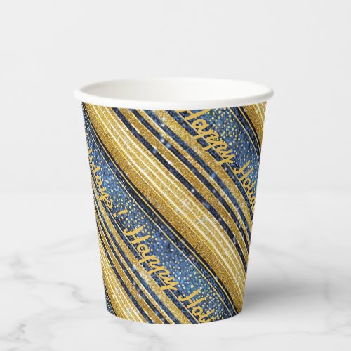 Blue Gold Christmas Pattern28 ID1009 Paper Cups