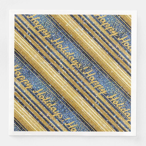 Blue Gold Christmas Pattern28 ID1009 Paper Dinner Napkins