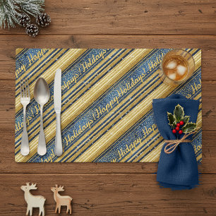 Blue Gold Christmas Pattern#28 ID1009 Placemat