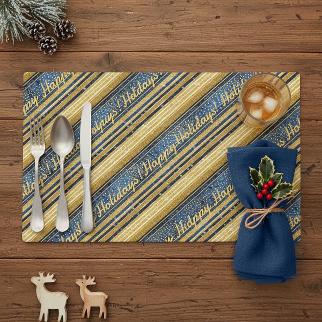 Blue Gold Christmas Pattern#28 ID1009 Placemat (Creator Uploaded)