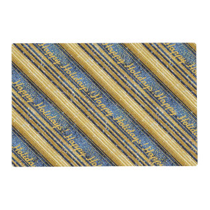Blue Gold Christmas Pattern#28 ID1009 Placemat
