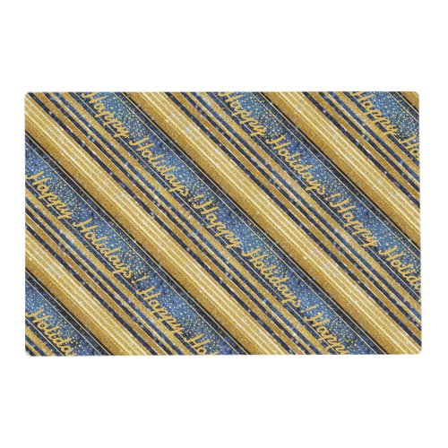Blue Gold Christmas Pattern28 ID1009 Placemat