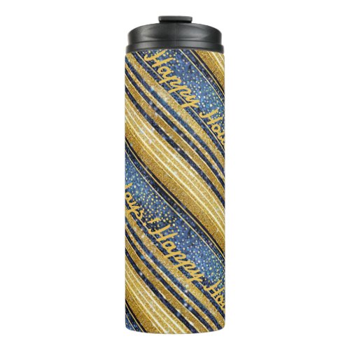 Blue Gold Christmas Pattern28 ID1009 Thermal Tumbler