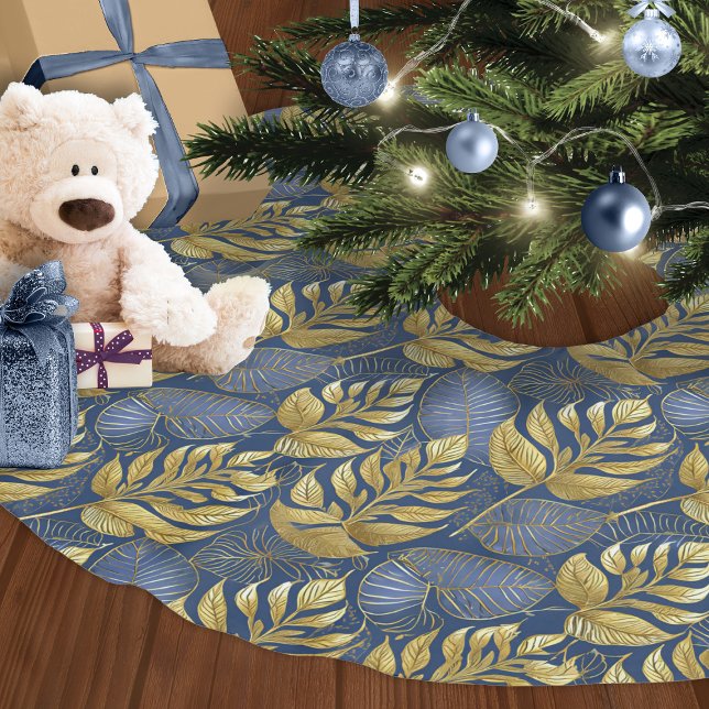 Blue Gold Christmas Pattern#29 ID1009 Brushed Polyester Tree Skirt (Creator Uploaded)