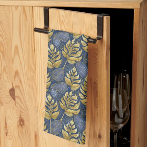Blue Gold Christmas Pattern29 ID1009 Kitchen Towel