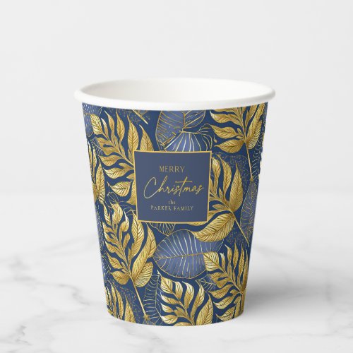 Blue Gold Christmas Pattern29 ID1009 Paper Cups