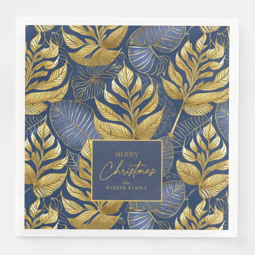 Blue Gold Christmas Pattern29 ID1009 Paper Dinner Napkins