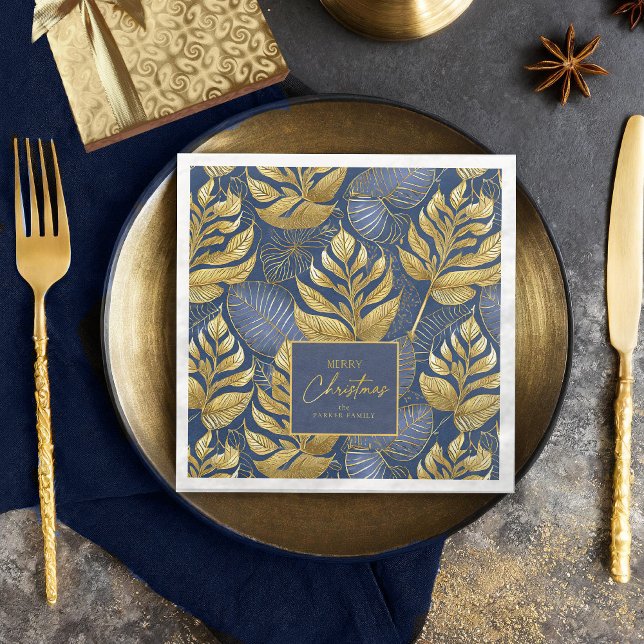 Blue Gold Christmas Pattern#29 ID1009 Paper Dinner Napkins (Creator Uploaded)