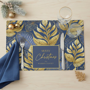 Blue Gold Christmas Pattern#29 ID1009 Placemat