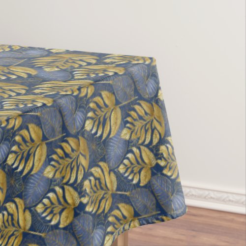 Blue Gold Christmas Pattern29 ID1009 Tablecloth